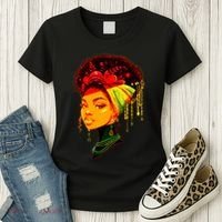 Elegant Black African American Woman With Afro Head Wrap Women's T-Shirt thumb 3