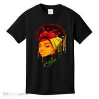 Elegant Black African American Woman With Afro Head Wrap Kids T-Shirt thumb 0