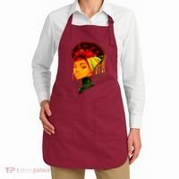 Elegant Black African American Woman With Afro Head Wrap Apron thumb 2