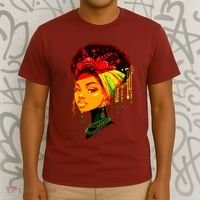 Elegant Black African American Woman With Afro Head Wrap T-Shirt thumb 3