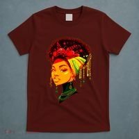 Elegant Black African American Woman With Afro Head Wrap T-Shirt thumb 5