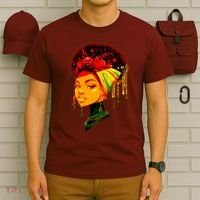 Elegant Black African American Woman With Afro Head Wrap T-Shirt thumb 6