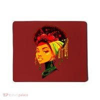 Elegant Black African American Woman With Afro Head Wrap Mousepad thumb 0