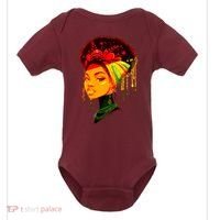 Elegant Black African American Woman With Afro Head Wrap Baby Bodysuit thumb 0