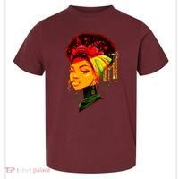Elegant Black African American Woman With Afro Head Wrap Toddler T-Shirt thumb 0