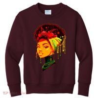 Elegant Black African American Woman With Afro Head Wrap Kids Sweatshirt thumb 0