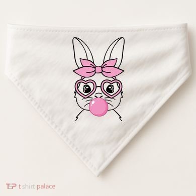 Easter Bunny Bubble Gum Cute USA-Made Doggie Bandana