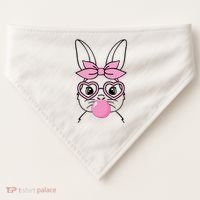 Easter Bunny Bubble Gum Cute USA-Made Doggie Bandana thumb 0