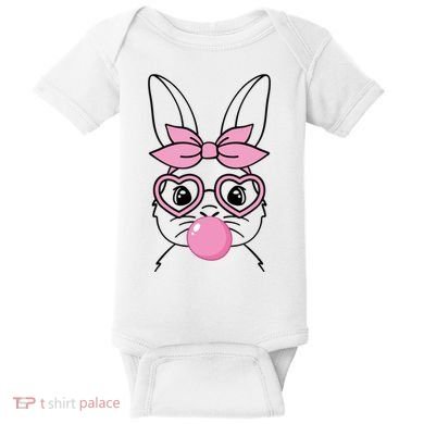 Easter Bunny Bubble Gum Cute Baby Bodysuit