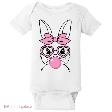 Easter Bunny Bubble Gum Cute Baby Bodysuit