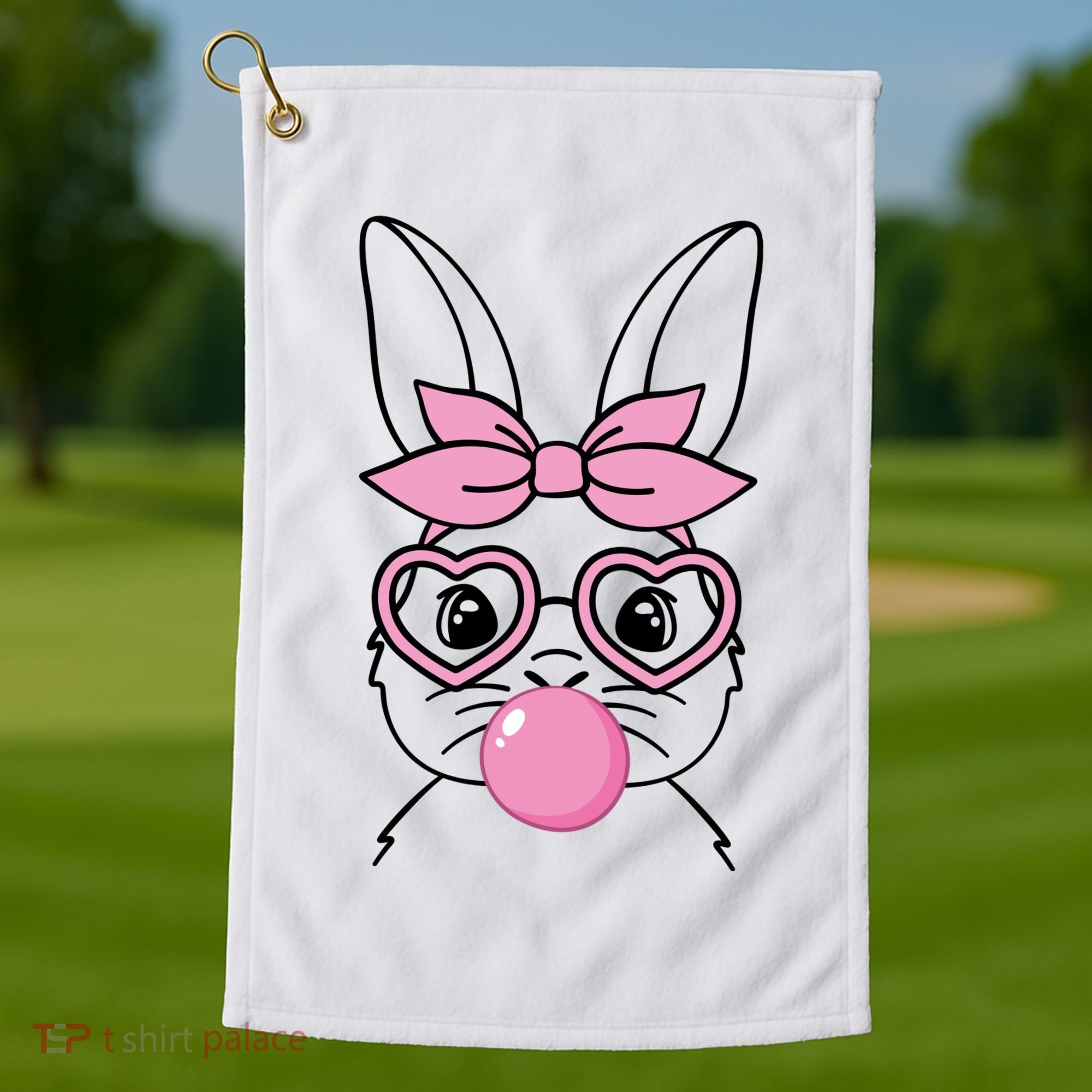 Easter Bunny Bubble Gum Cute Golf Towel