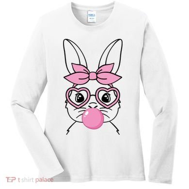 Easter Bunny Bubble Gum Cute Women's Long Sleeve Shirt