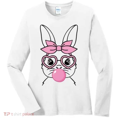 Easter Bunny Bubble Gum Cute Women's Long Sleeve Shirt