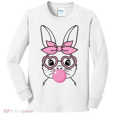 Easter Bunny Bubble Gum Cute Kids Long Sleeve Shirt