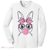 Easter Bunny Bubble Gum Cute Kids Long Sleeve Shirt thumb 0