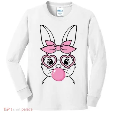 Easter Bunny Bubble Gum Cute Kids Long Sleeve Shirt