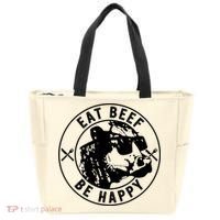 Eat Beef Be Happy Funny Gift Tote Bag thumb 0