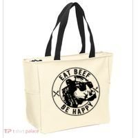 Eat Beef Be Happy Funny Gift Tote Bag thumb 2