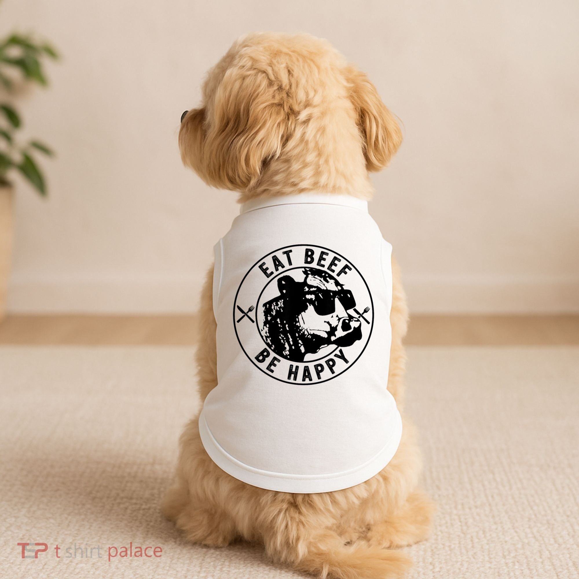 Eat Beef Be Happy Funny Gift Doggie Tank