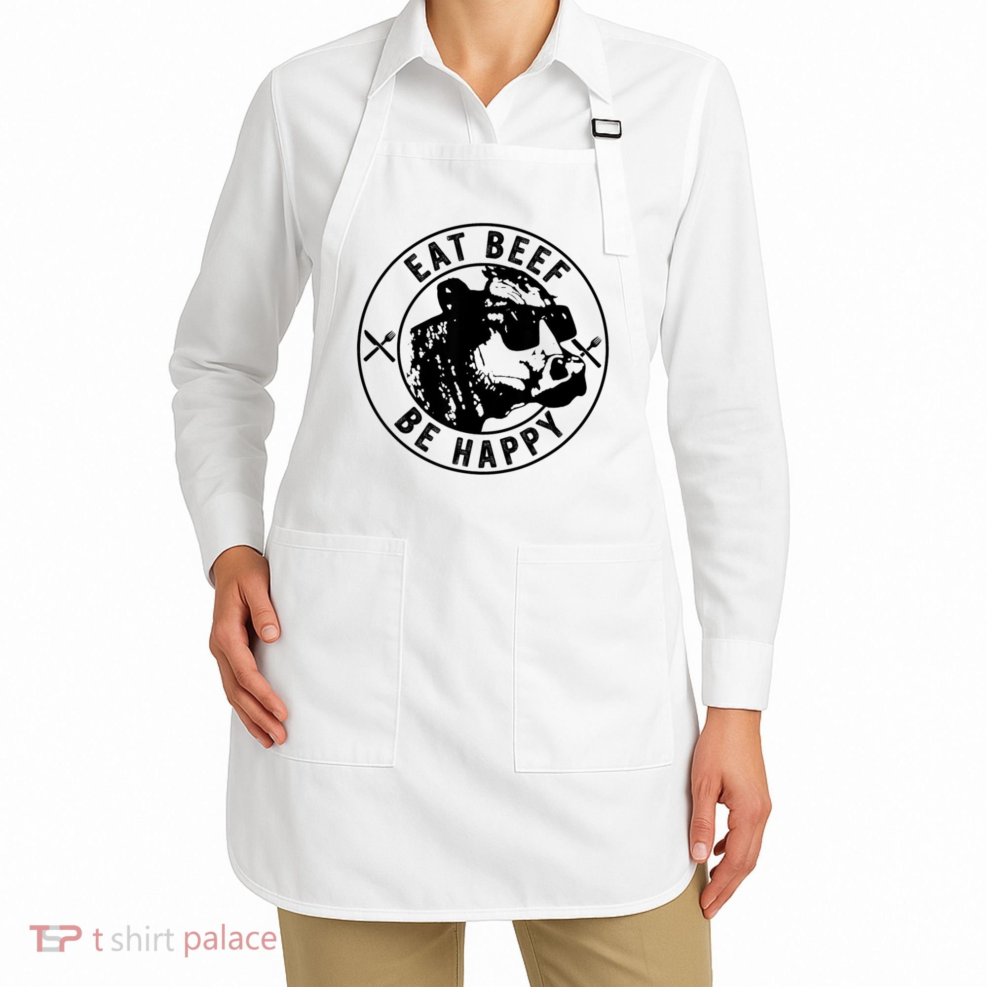 Eat Beef Be Happy Funny Gift Apron