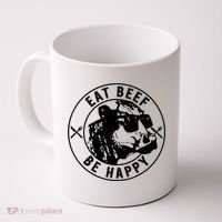 Eat Beef Be Happy Funny Gift Coffee Mug thumb 0