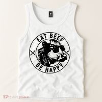 Eat Beef Be Happy Funny Gift Tank Top thumb 2