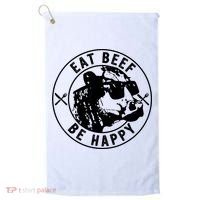 Eat Beef Be Happy Funny Gift Golf Towel thumb 0