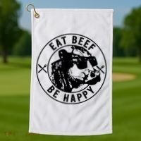 Eat Beef Be Happy Funny Gift Golf Towel thumb 1