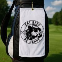Eat Beef Be Happy Funny Gift Golf Towel thumb 2