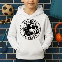 Eat Beef Be Happy Funny Gift Kids Hoodie thumb 2