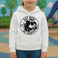Eat Beef Be Happy Funny Gift Kids Hoodie thumb 3