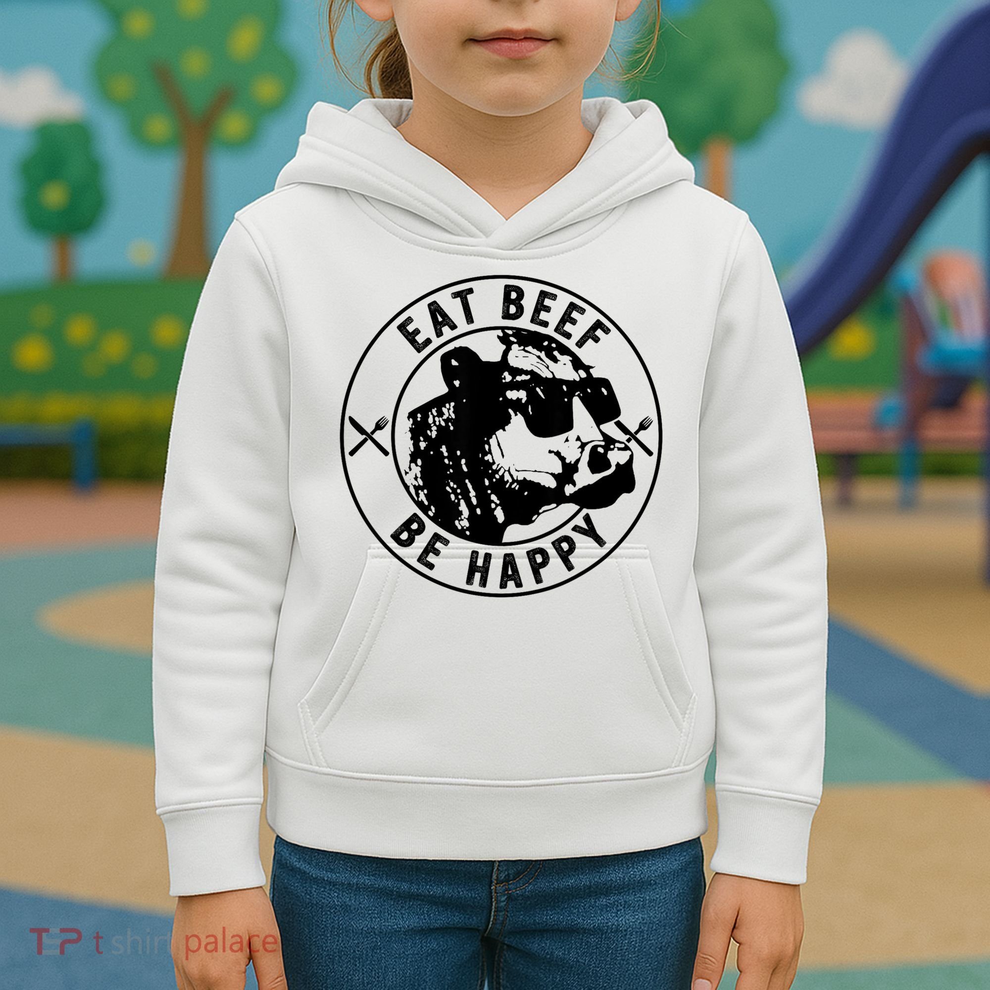 Eat Beef Be Happy Funny Gift Kids Hoodie