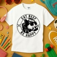 Eat Beef Be Happy Funny Gift Kids T-Shirt thumb 3