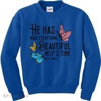 Everything Beautiful Bible Verse God Jesus Christian Gift Kids Sweatshirt thumb 0