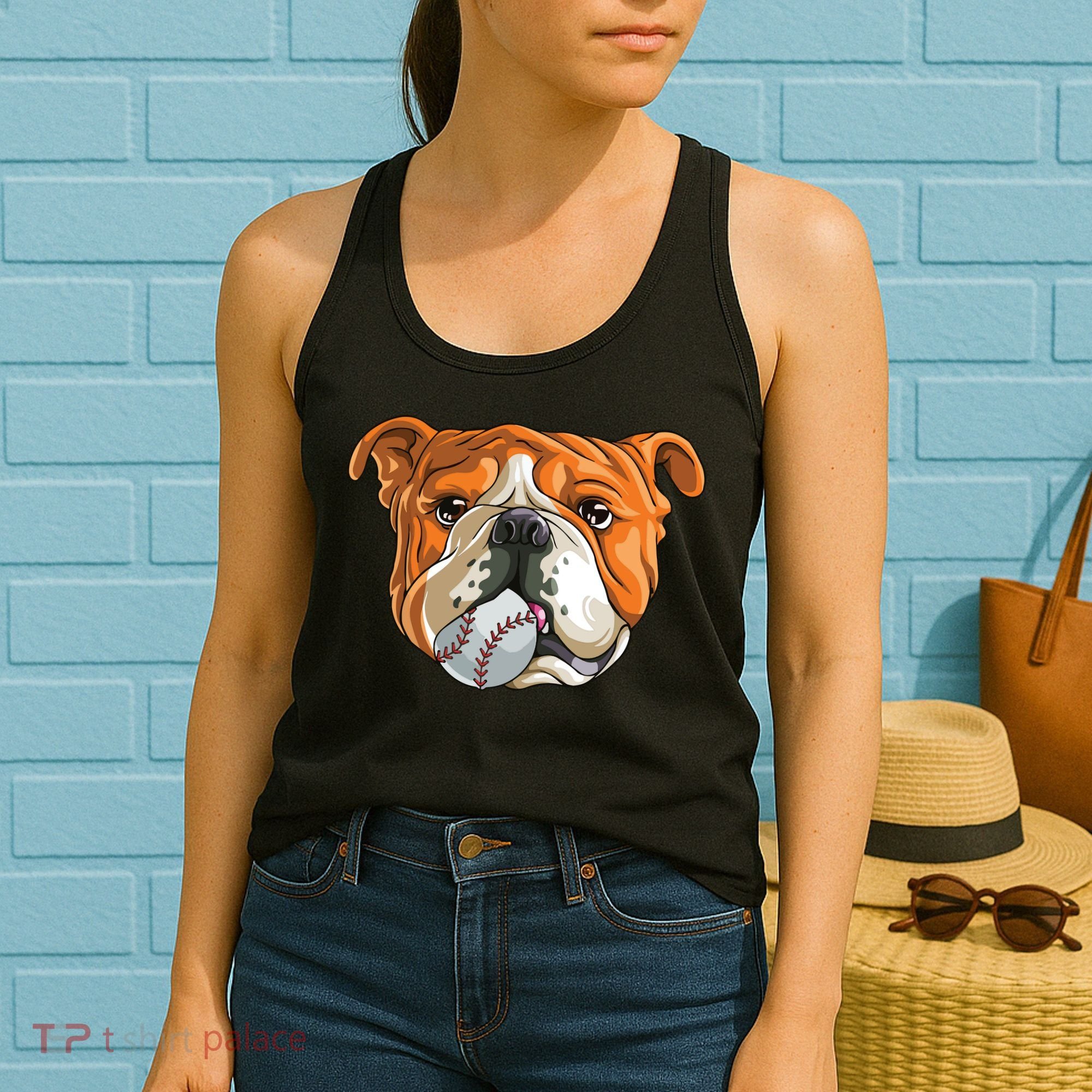 English Bulldog Baseball T Dog Funny Cute Lover Women's Tank Top
