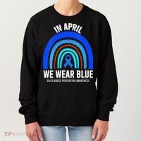 Elephant butterfly Child Abuse Awareness Blue Ribbon Women's Sweatshirt thumb 0