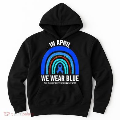 Elephant butterfly Child Abuse Awareness Blue Ribbon Hoodie