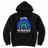Elephant butterfly Child Abuse Awareness Blue Ribbon Hoodie thumb 0