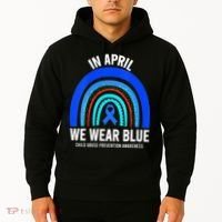 Elephant butterfly Child Abuse Awareness Blue Ribbon Hoodie thumb 2