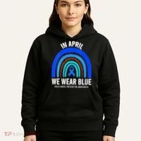 Elephant butterfly Child Abuse Awareness Blue Ribbon Hoodie thumb 5