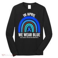 Elephant butterfly Child Abuse Awareness Blue Ribbon Long Sleeve Shirt thumb 0