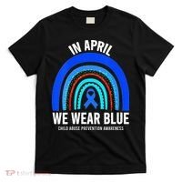Elephant butterfly Child Abuse Awareness Blue Ribbon T-Shirt thumb 0