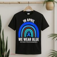Elephant butterfly Child Abuse Awareness Blue Ribbon T-Shirt thumb 2