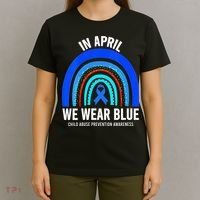 Elephant butterfly Child Abuse Awareness Blue Ribbon T-Shirt thumb 4
