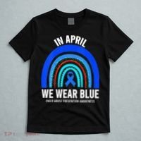 Elephant butterfly Child Abuse Awareness Blue Ribbon T-Shirt thumb 5