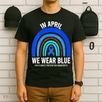 Elephant butterfly Child Abuse Awareness Blue Ribbon T-Shirt thumb 6