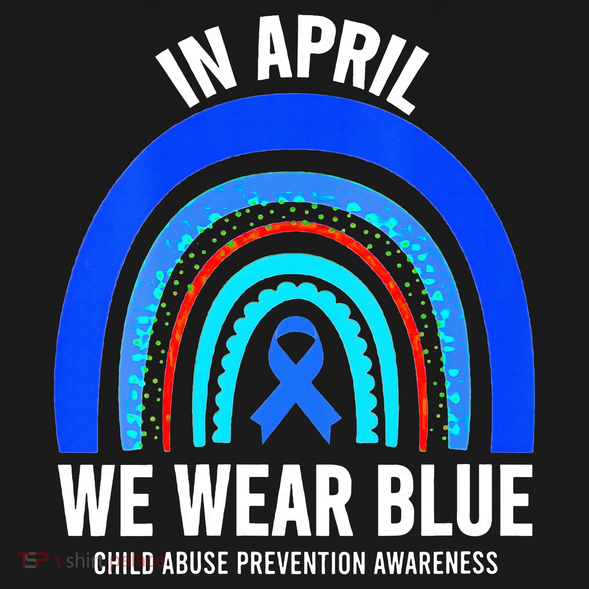 Elephant butterfly Child Abuse Awareness Blue Ribbon T-Shirt