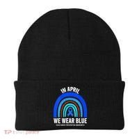 Elephant butterfly Child Abuse Awareness Blue Ribbon Beanie thumb 0