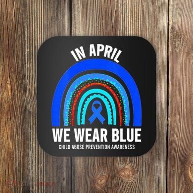 Elephant butterfly Child Abuse Awareness Blue Ribbon Coaster
