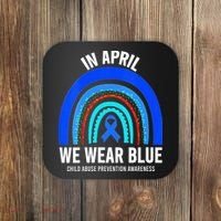 Elephant butterfly Child Abuse Awareness Blue Ribbon Coaster thumb 0